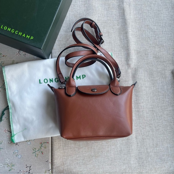 Longchamp Handbags - Longchamp Brown Leather Bag with Top Handles